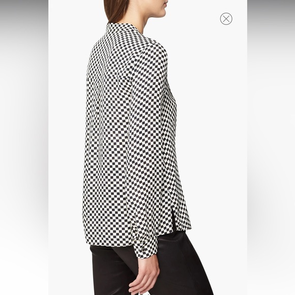Reiss Cayley Print Check Blouse with Tie Neck - Picture 11 of 12